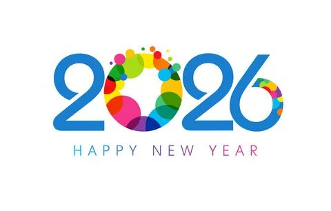 2026 colourful confetti Illustrazione stock