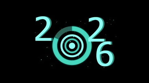 2026 concentric target numeric graphic animation, Stylized 2026 numeric gra.. Stock Footage 330542013