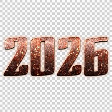 2026 Copper Bronze 3D Text Effect PNG イラスト素材