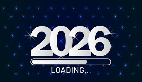2026 Countdown  Futuristic Loading Bar with Starry Blue Background Stock Illustration