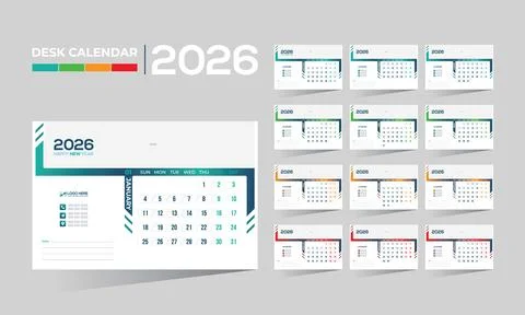2026 desk vector calendar design Stock Illustration