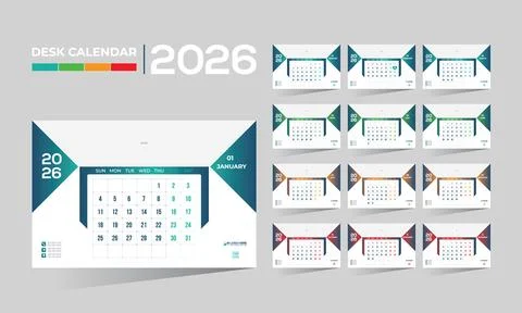 2026 desk vector calendar design Stock Illustration