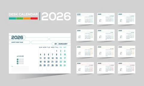 2026 desk vector calendar design Stock Illustration