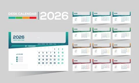 2026 desk vector calendar design Stock Illustration