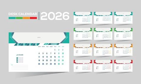 2026 desk vector calendar design Stock Illustration