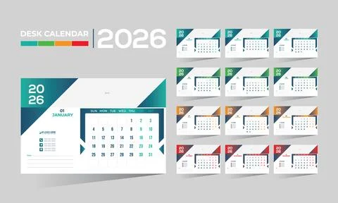 2026 desk vector calendar design Stock Illustration