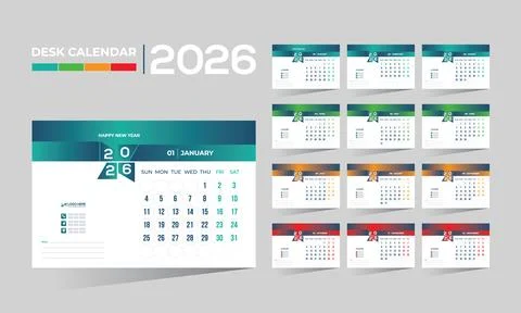 2026 desk vector calendar design Stock Illustration