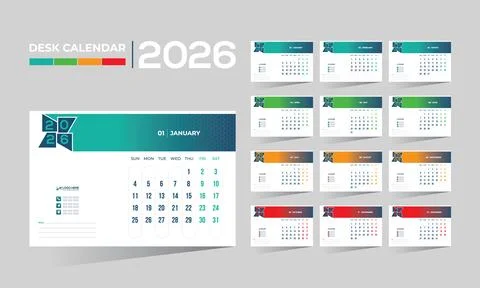 2026 desk vector calendar design Stock Illustration