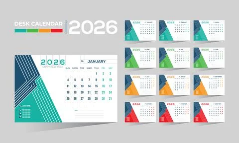 2026 desk vector calendar design Stock Illustration