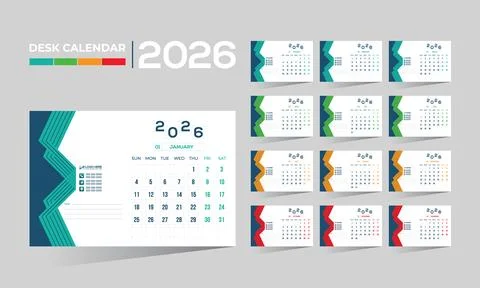 2026 desk vector calendar design Stock Illustration