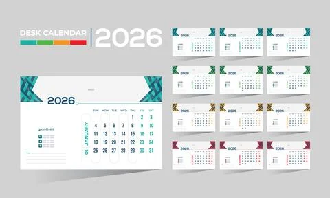 2026 desk vector calendar design Stock Illustration