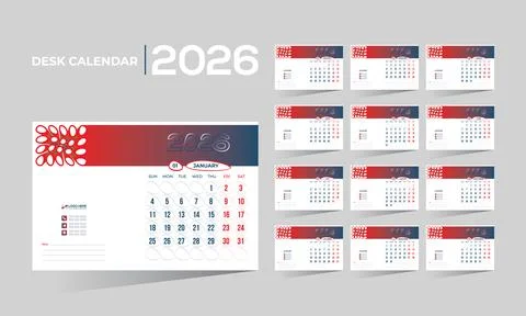 2026 desk vector calendar design Stock Illustration