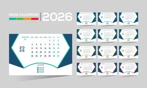 2026 desk vector calendar design Stock Illustration
