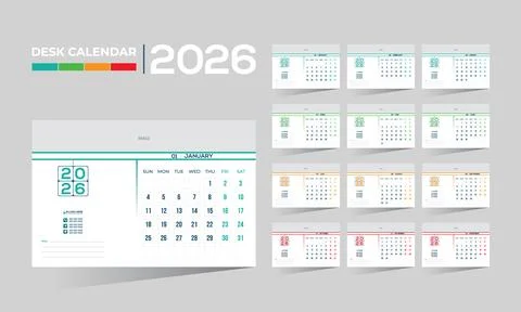 2026 desk vector calendar design Stock Illustration