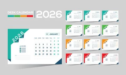 2026 desk vector calendar design Stock Illustration