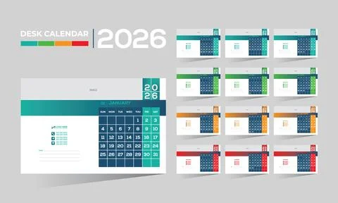 2026 desk vector calendar design Stock Illustration