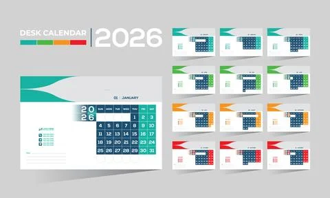 2026 desk vector calendar design Stock Illustration