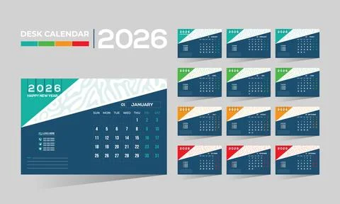 2026 desk vector calendar design Stock Illustration