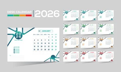 2026 desk vector calendar design Stock Illustration