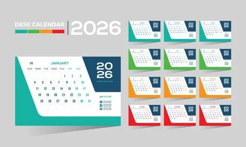 2026 desk vector calendar design Stock Illustration
