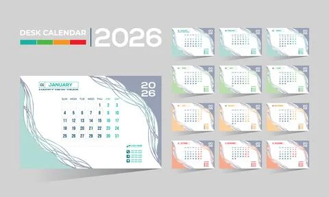 2026 desk vector calendar design Stock Illustration