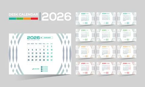 2026 desk vector calendar design Stock Illustration