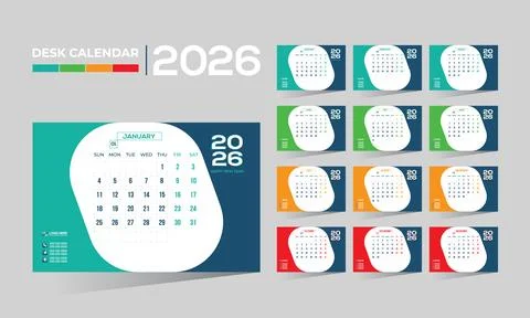 2026 desk vector calendar design Stock Illustration