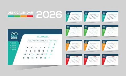 2026 desk vector calendar design Stock Illustration