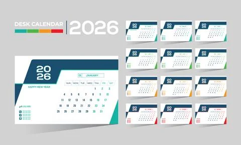 2026 desk vector calendar design Stock Illustration