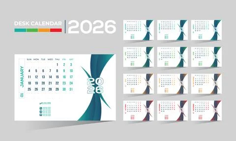 2026 desk vector calendar design Stock Illustration