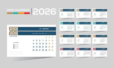 2026 desk vector calendar design Stock Illustration