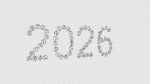 2026 Diamond Year Number with Alpha Channel Looping  transparent background Stock Footage 322071183