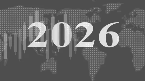 2026 Financial Forecast on World Map Animation Stock Footage 325239904