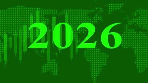 2026 Financial Forecast on World Map Animation Stock Footage 325239997