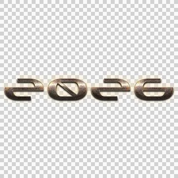 2026 Futuristic Chrome Text Effect PNG Stock Illustration