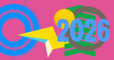 2026 with geometric elements video Stock Footage 321718653