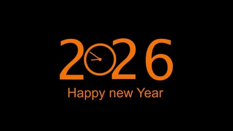 2026 Happy New Year Countdown Clock Orange Text Black Background Celebratio.. Stock Footage 321410370