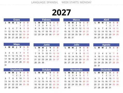 2026 horizontal spanish calendars. Printable vector illustration for Spain... Stock Illustration