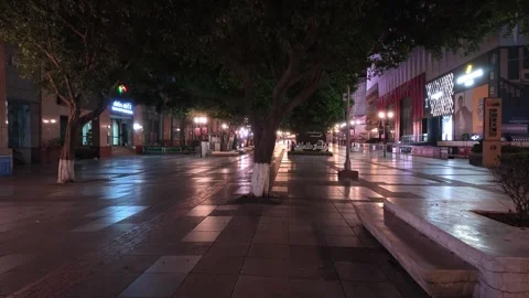 2026 Jul 15, Chongqing. Empty illuminated night urban plaza Stock Footage 340492271