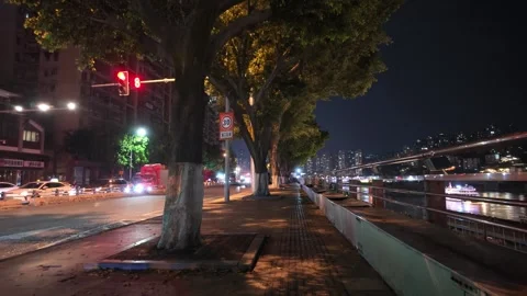 2026 Jul 17, Chongqing. Empty Riverside Brick Sidewalk Stock Footage 341688663