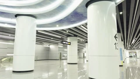 2026 Jun 06, Guangzhou. Empty Modern Subway Platform Video stock 335578442