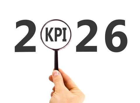 2026 KPI key performance indicator symbol. Concept words 2026 KPI in magnif.. Foto stock