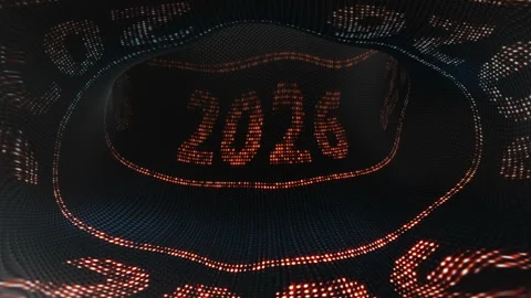 2026 Led Lights New Year Eve Animation Background, Loop 库存影片 319615784