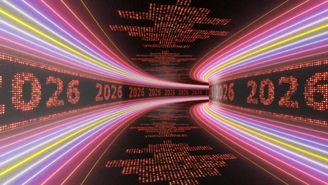 2026 Led Lights New Year Eve Animation Background, Loop 库存影片 319627828