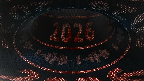2026 Led Lights New Year Eve Animation Background, Loop 库存影片 320087448