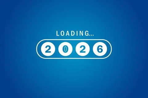 2026 loading bar isolated on blue background 库存插图