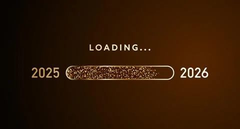 2026 loading bar, New Year countdown progress, gold glitter イラスト素材
