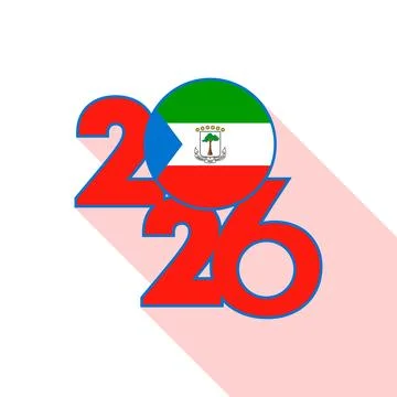 2026 Long Shadow Banner with Equatorial Guinea Flag Inside. Stock Illustration
