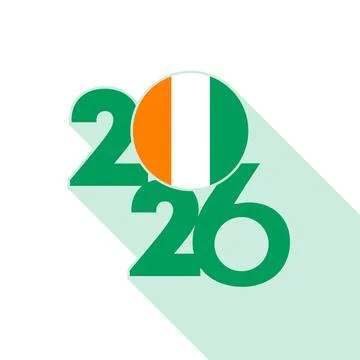 2026 Long Shadow Banner with Ivory Coast Flag Inside. Stock-Illustration