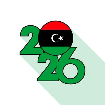 2026 Long Shadow Banner with Libya Flag Inside. Stock Illustration